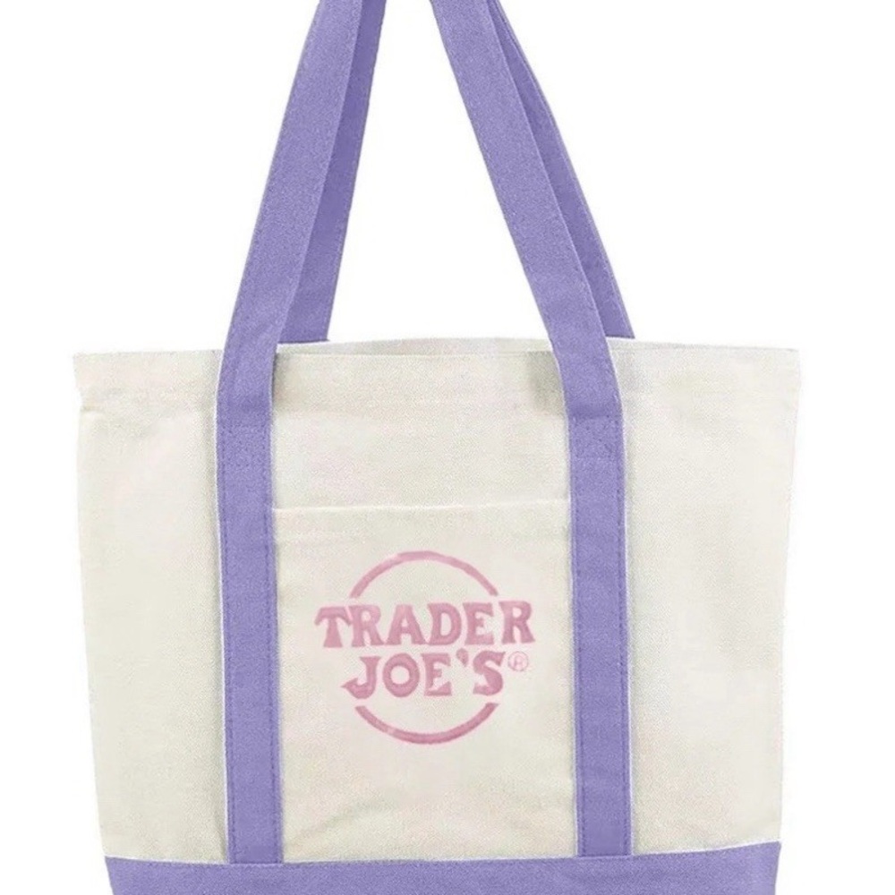 Trader Joe's Purple and Cream Tote Bag